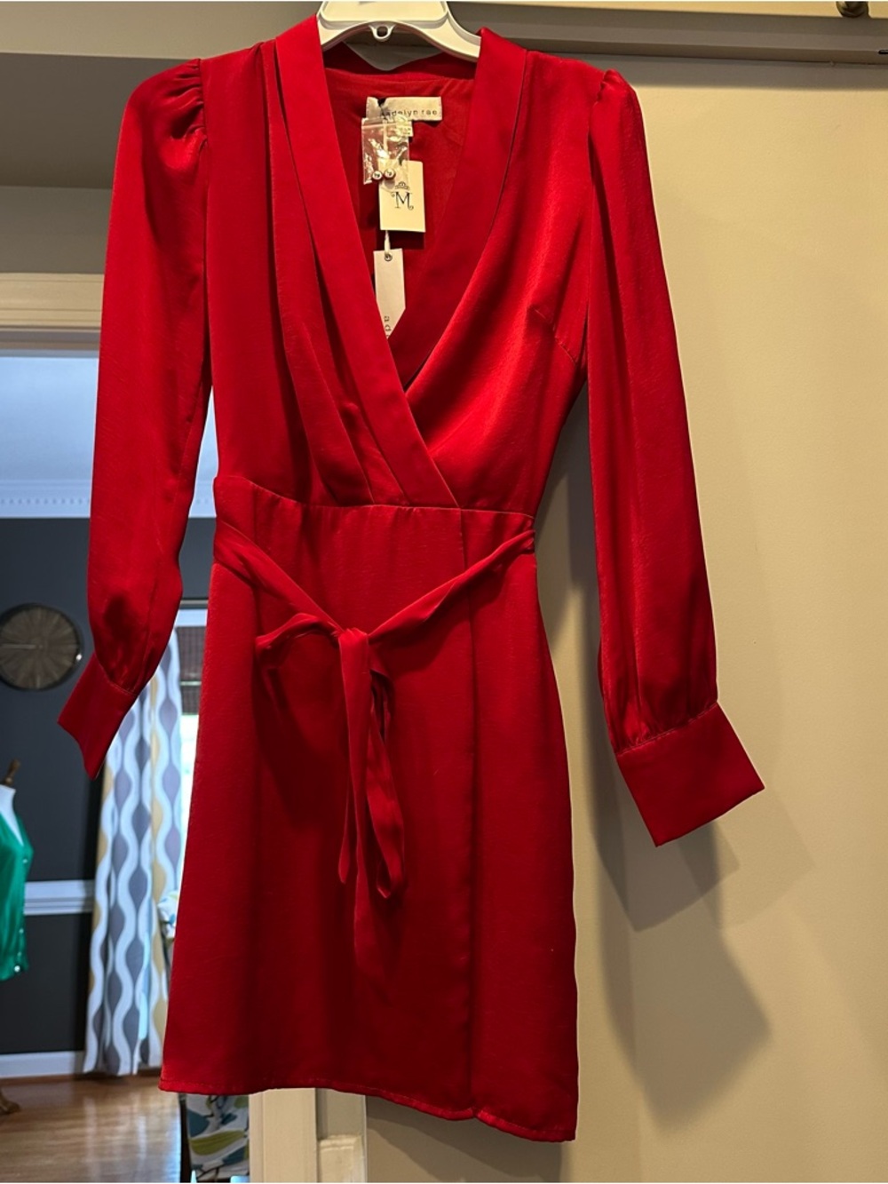 Brand new Adelyn Rae Red faux Wrap boutique dress with Tie